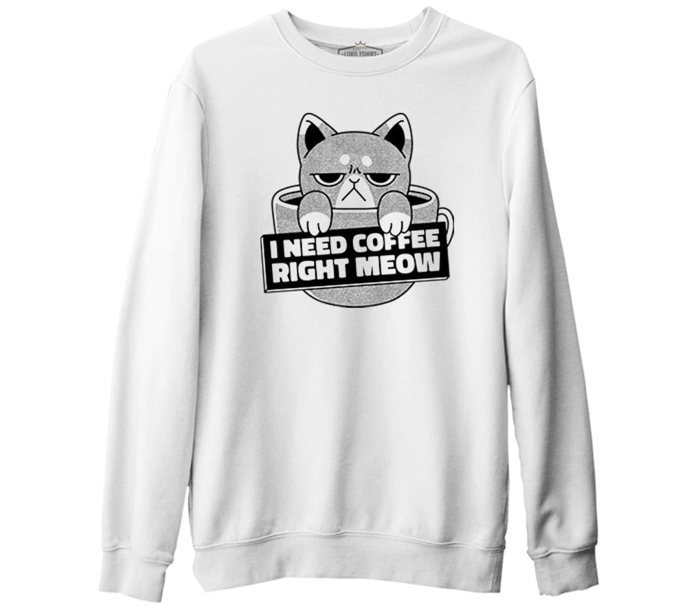 A Cat in a Coffee Cup White Men's Thick Sweatshirt