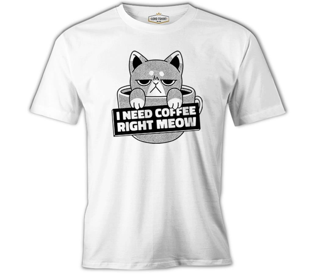 A Cat in a Coffee Cup Beyaz Erkek Tshirt