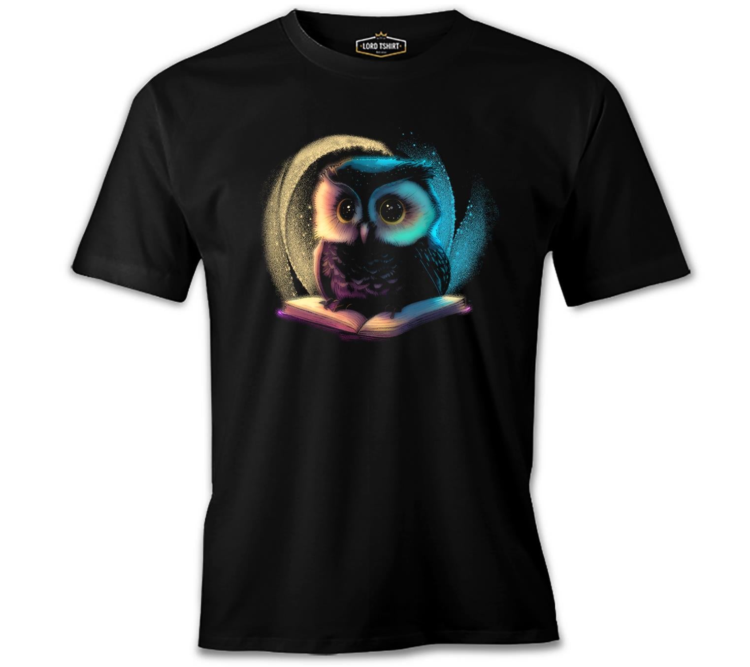A Cute Owl Over a Book Black Men's Tshirt
