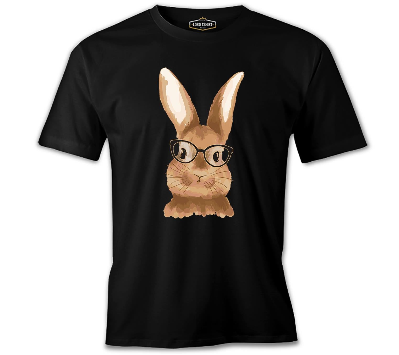 A Cute Rabbit with Glasses Black Men's Tshirt