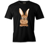 A Cute Rabbit with Glasses Black Men's Tshirt
