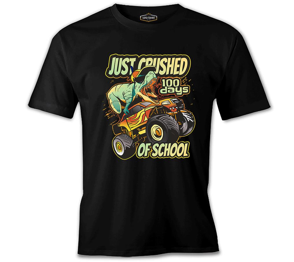 A Dinosaur Riding Monster Truck Back to School Black Men's Tshirt