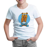 A Dog on a Blue Skate Wearing Sunglasses Beyaz Çocuk Tshirt