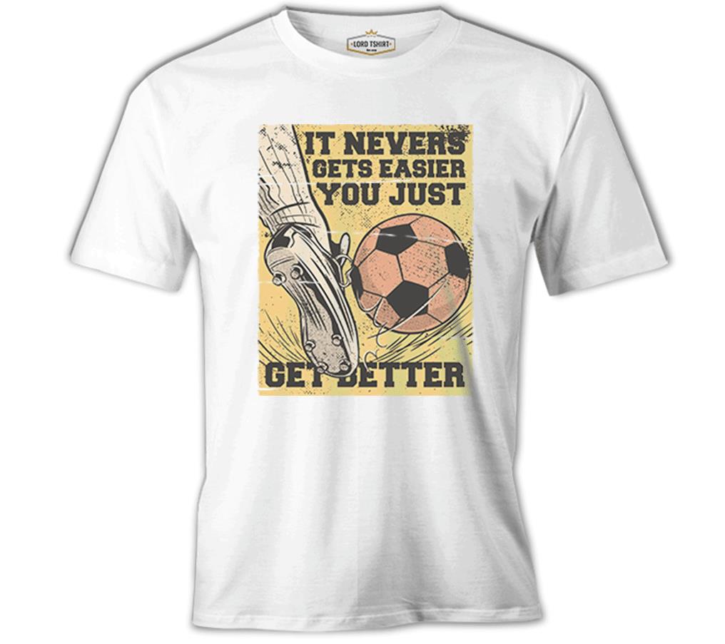A Foot Kicking a Soccer Ball Beyaz Erkek Tshirt