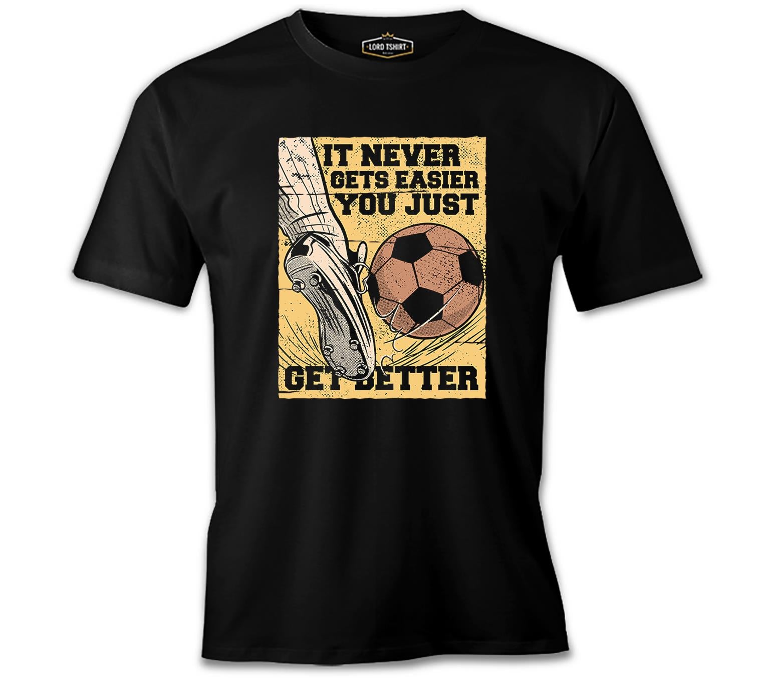 A Foot Kicking a Soccer Ball Black Men's Tshirt