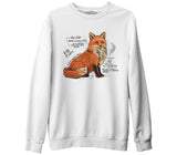 A Fox Sketch with Handwritten Notes Beyaz Erkek Kalın Sweatshirt