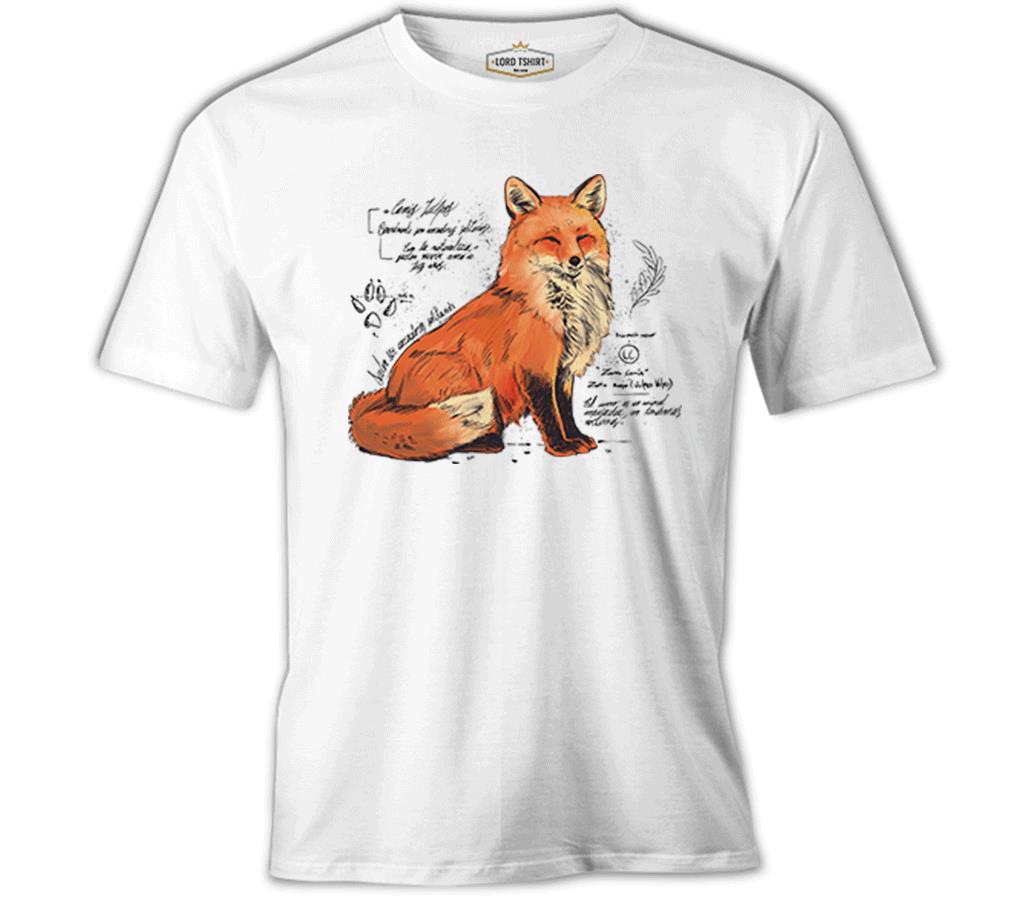 A Fox Sketch with Handwritten Notes Beyaz Erkek Tshirt
