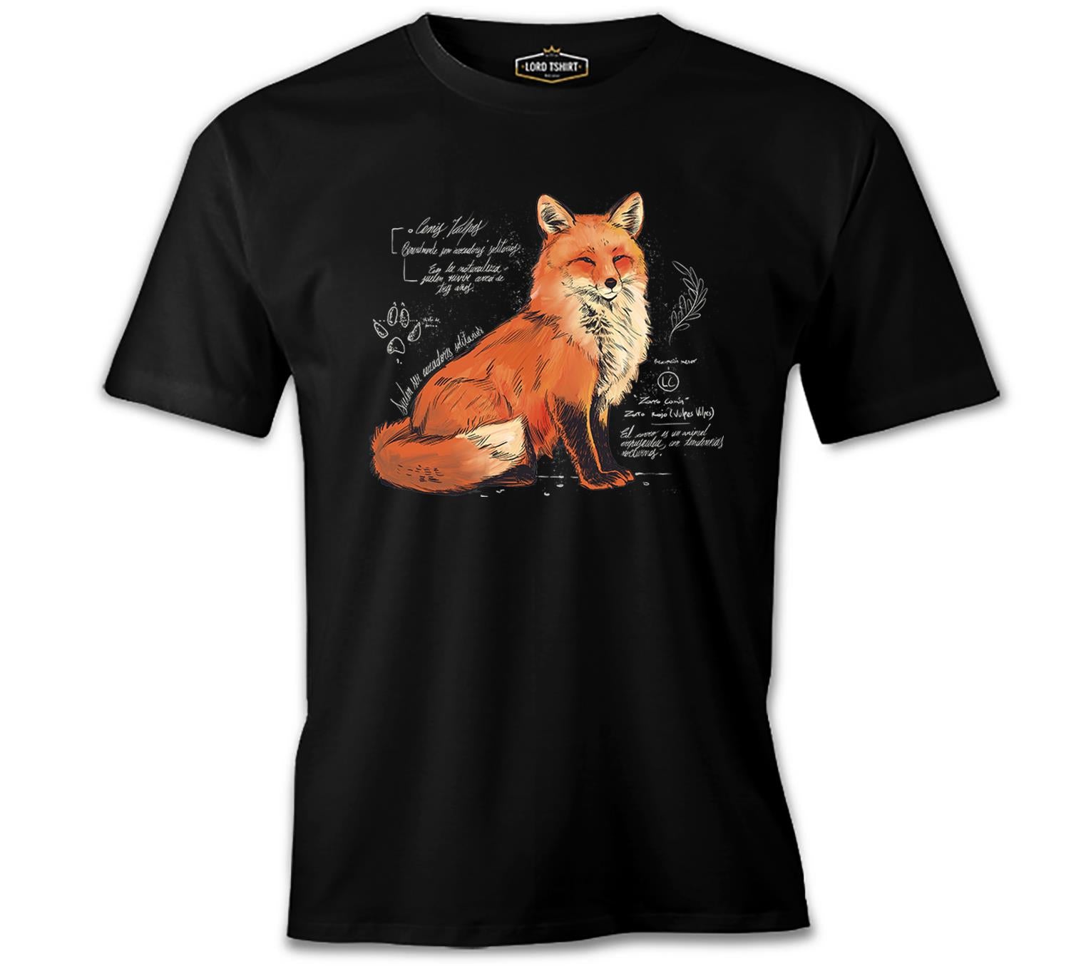 A Fox Sketch with Handwritten Notes Black Men's Tshirt 