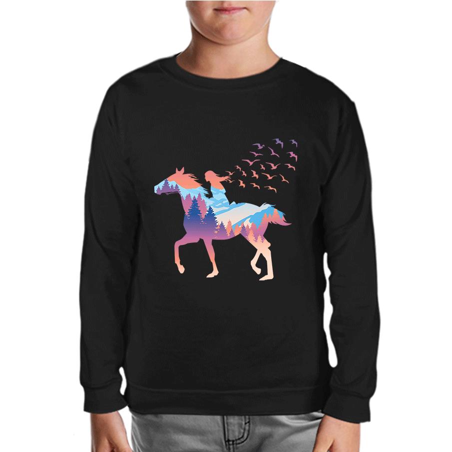 A Girl Free as Horses and Birds Black Kids Sweatshirt