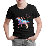 A Girl Free as Horses and Birds Siyah Çocuk Tshirt