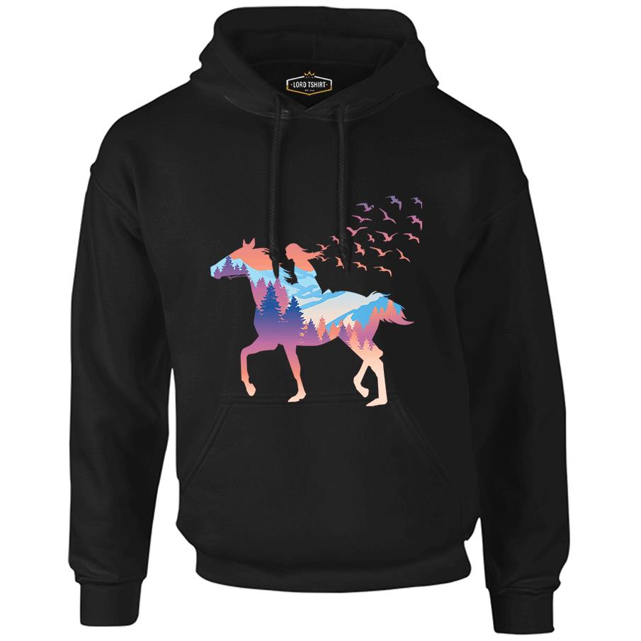 A Girl Free as Horses and Birds Black Men's Zipperless Hoodie