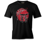 A Japanese Temple with a Cherry Blossom Tree Black Men's Tshirt 