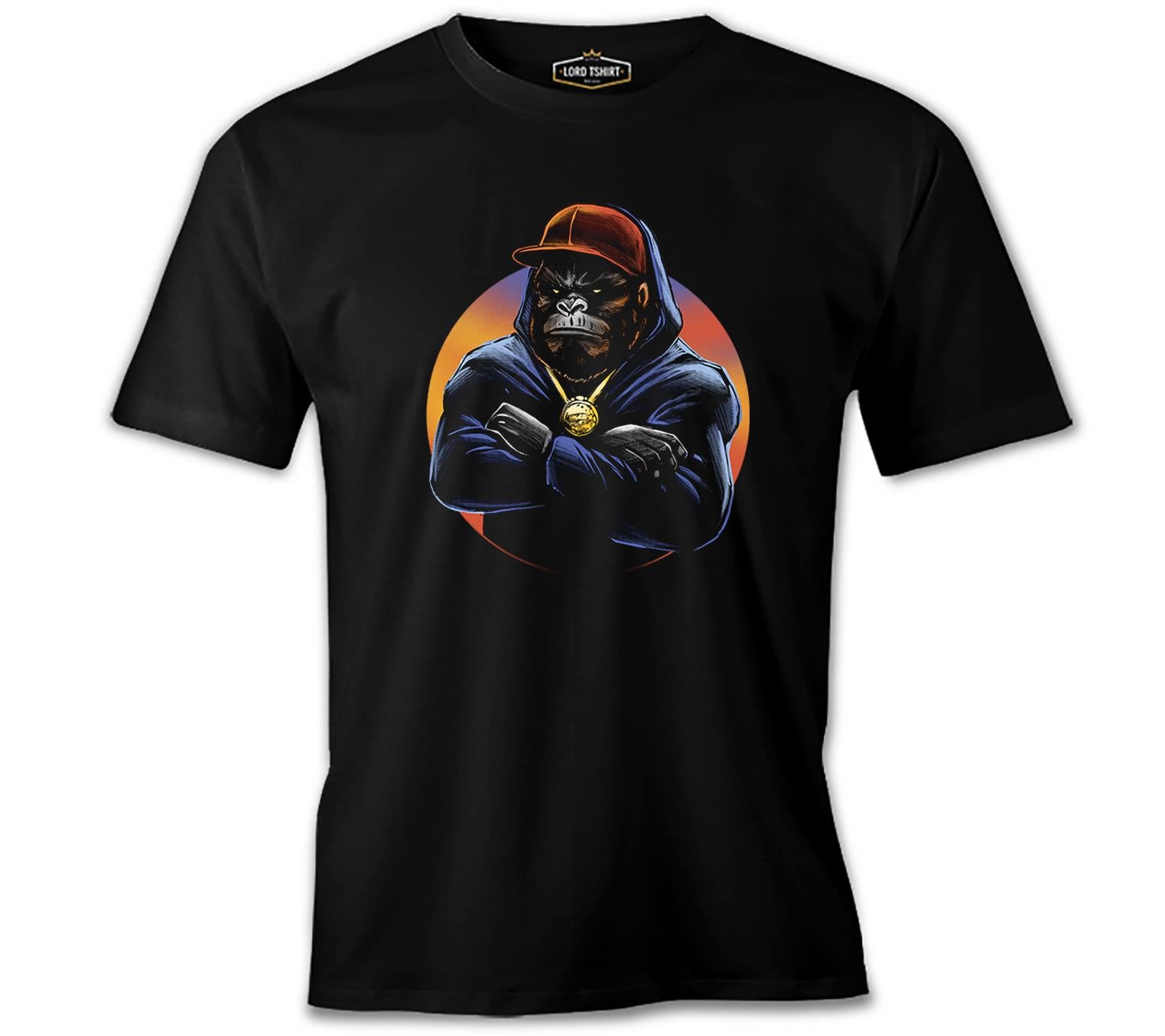 A Monkey with a Hat and a Chain Black Men's Tshirt 