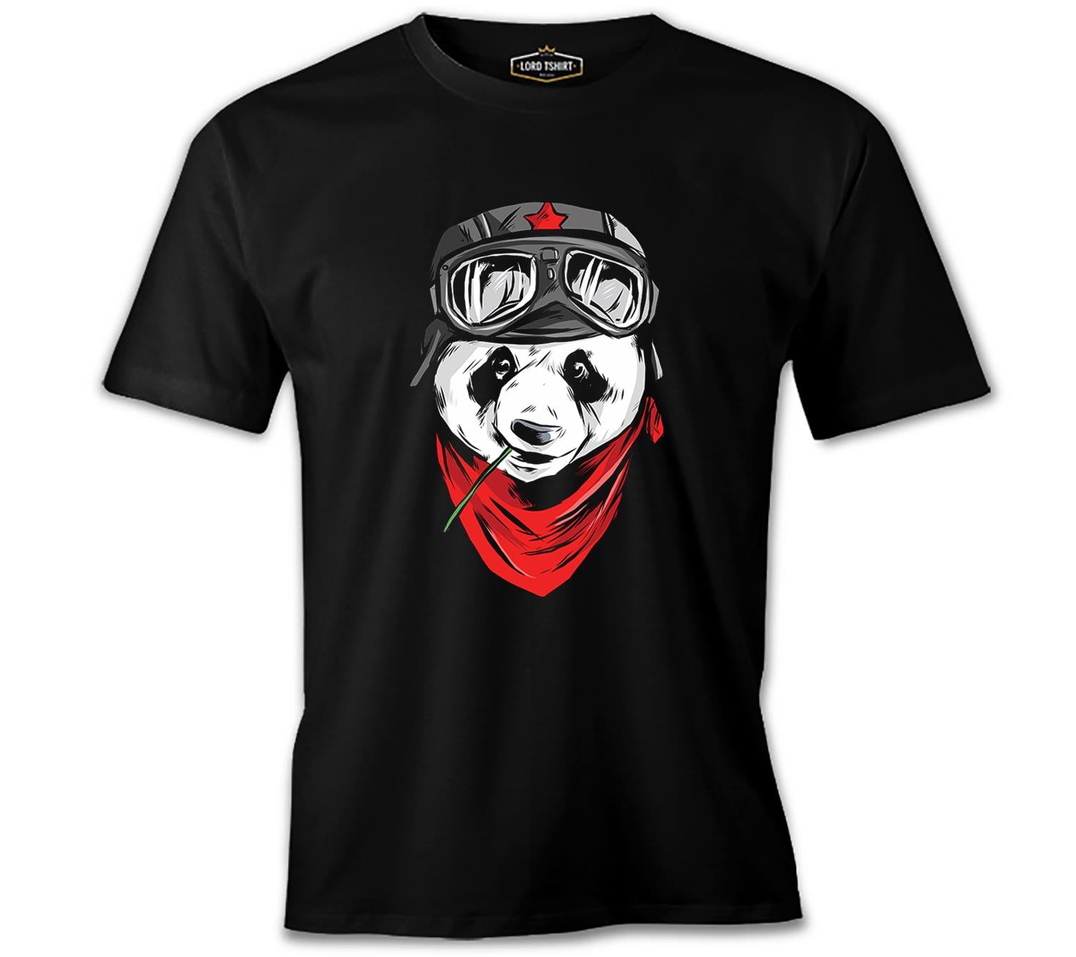 A Panda with a Bamboo in the Mouth Black Men's Tshirt