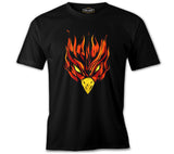 A Red Phoenix Bird's Flaming Head Black Men's Tshirt