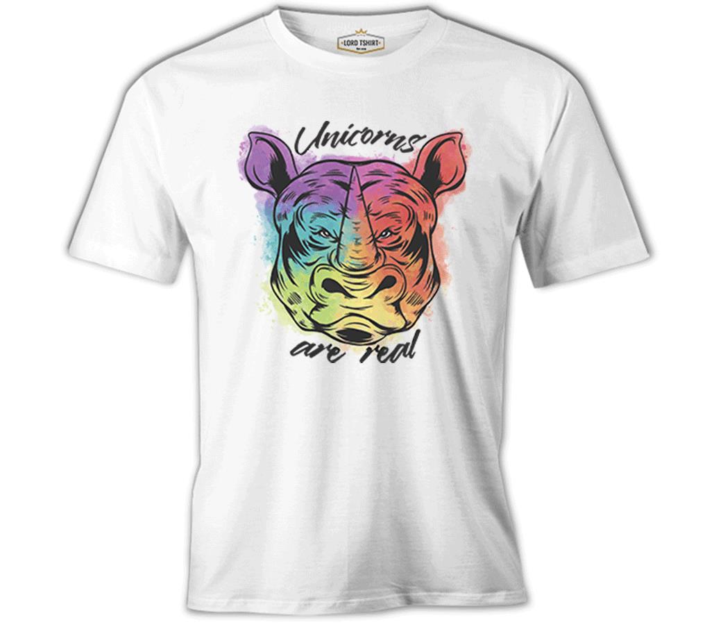 A Rhino with Unicorns Quote Beyaz Erkek Tshirt