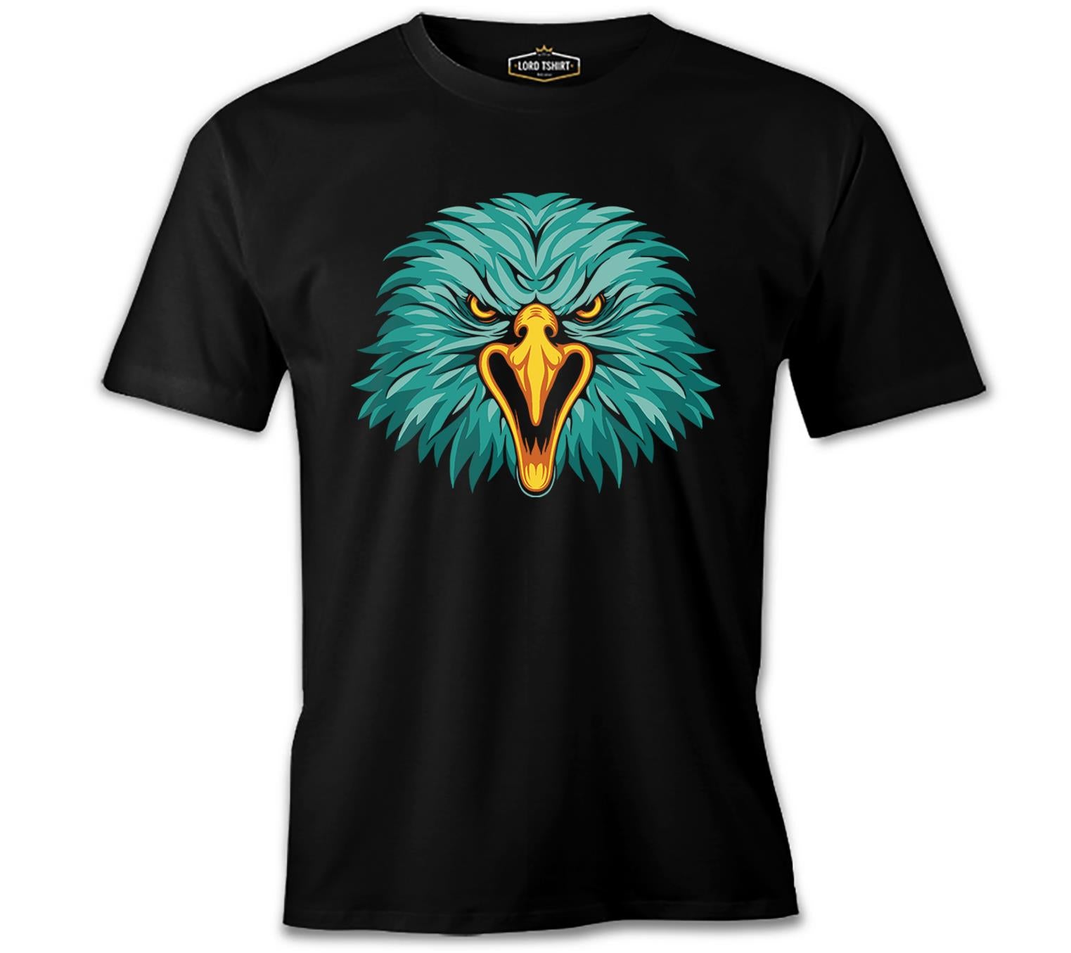 A Turquoise Eagle Face Black Men's Tshirt