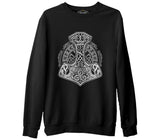 A Viking Hammer in Tribal Style Black Men's Thick Sweatshirt