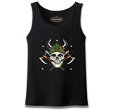 A Viking Skull with a Hammer and Axes Black Men's Tank Top