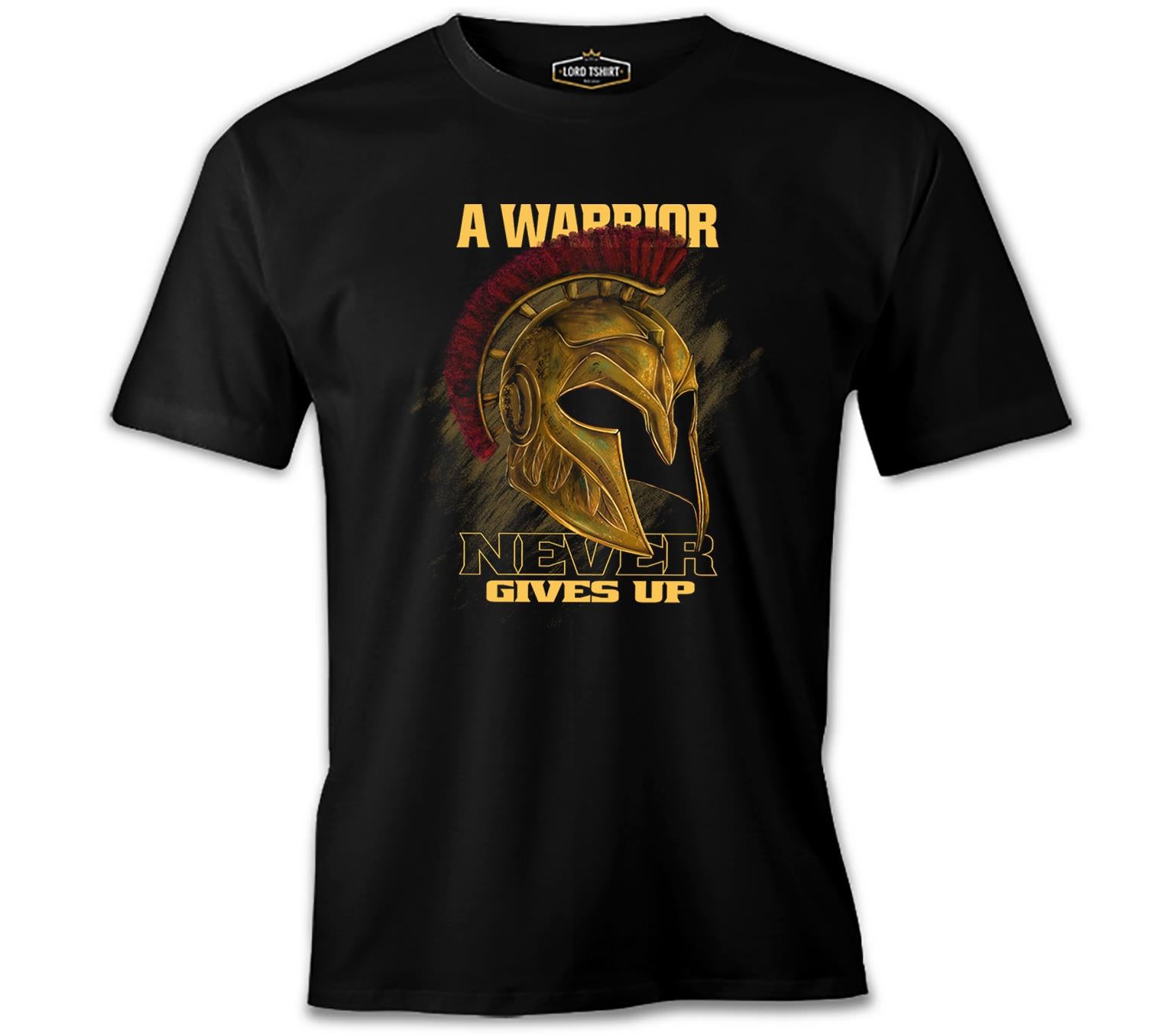 A Warrior Never Gives Up Spartans Helmet Black Men's Tshirt