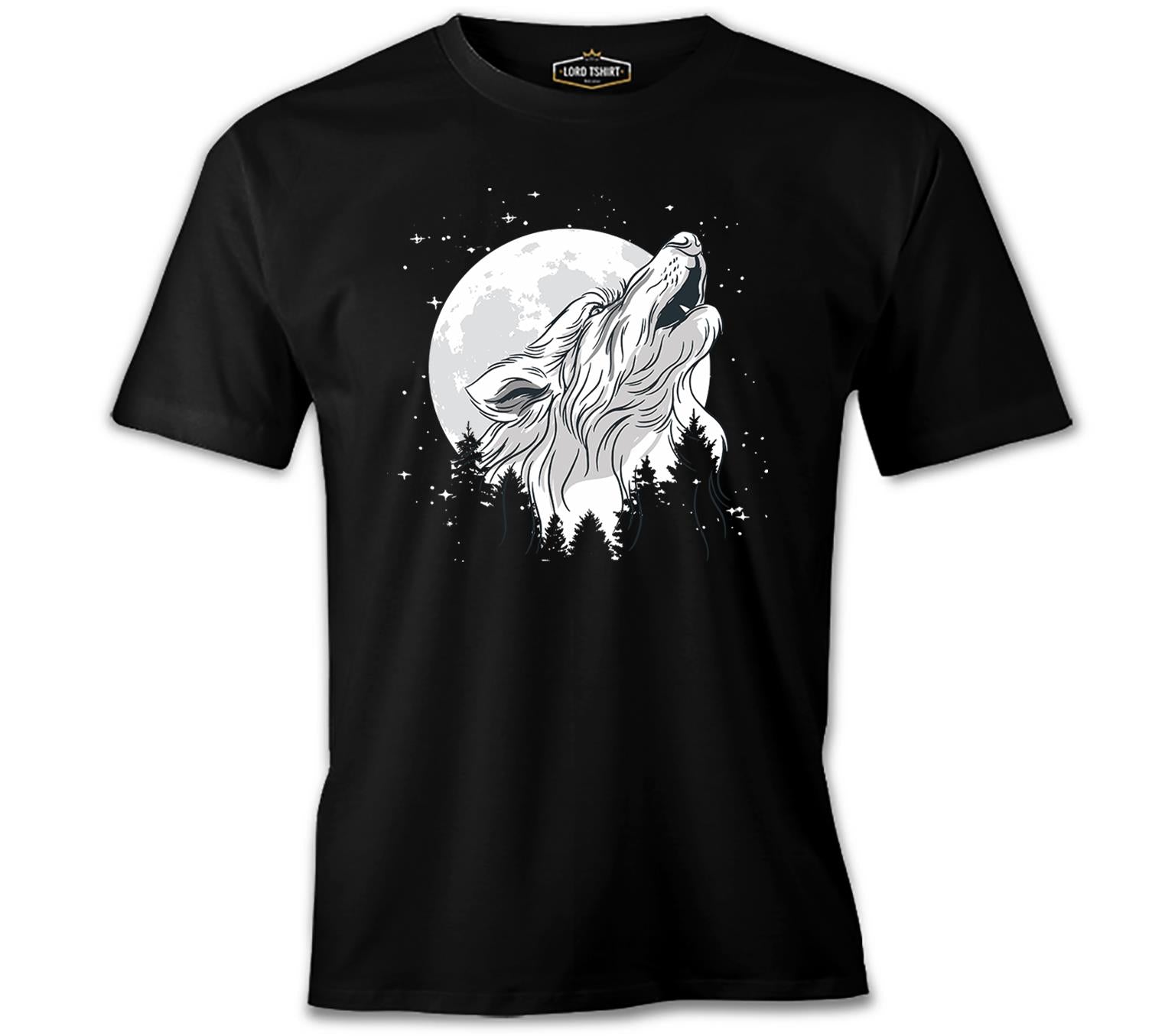 A Wolf Looking to the Stars at Night Black Men's Tshirt