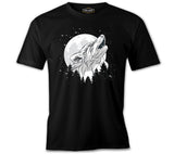 A Wolf Looking to the Stars at Night Black Men's Tshirt