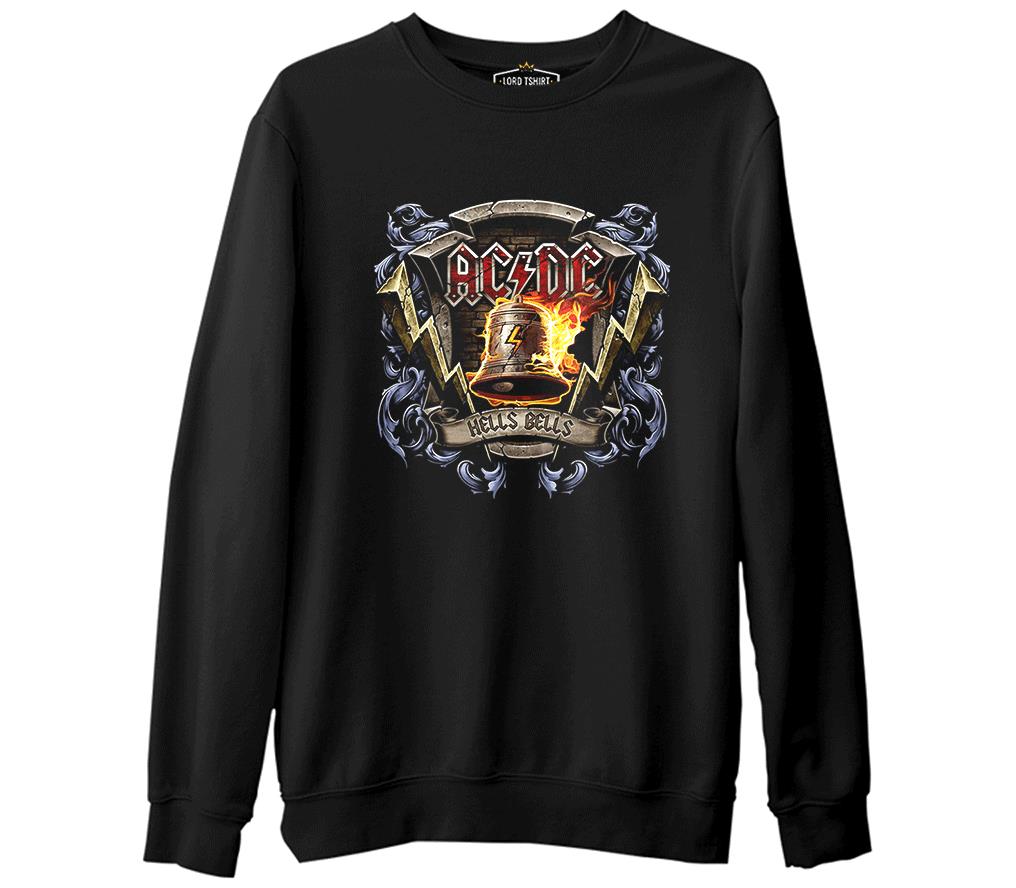 AC DC Hells Bells  Siyah Erkek Kalın Sweatshirt