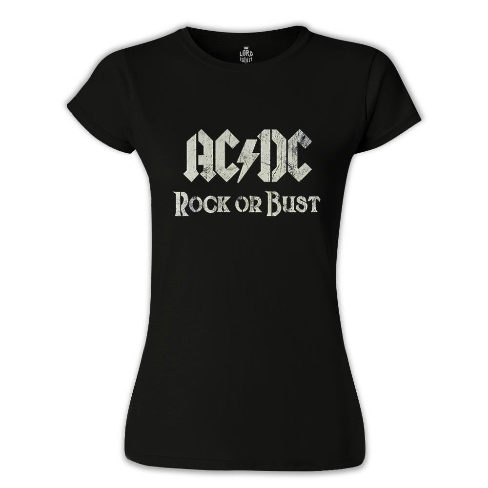 AC DC - Rock or Bust Logo Black Women's Tshirt