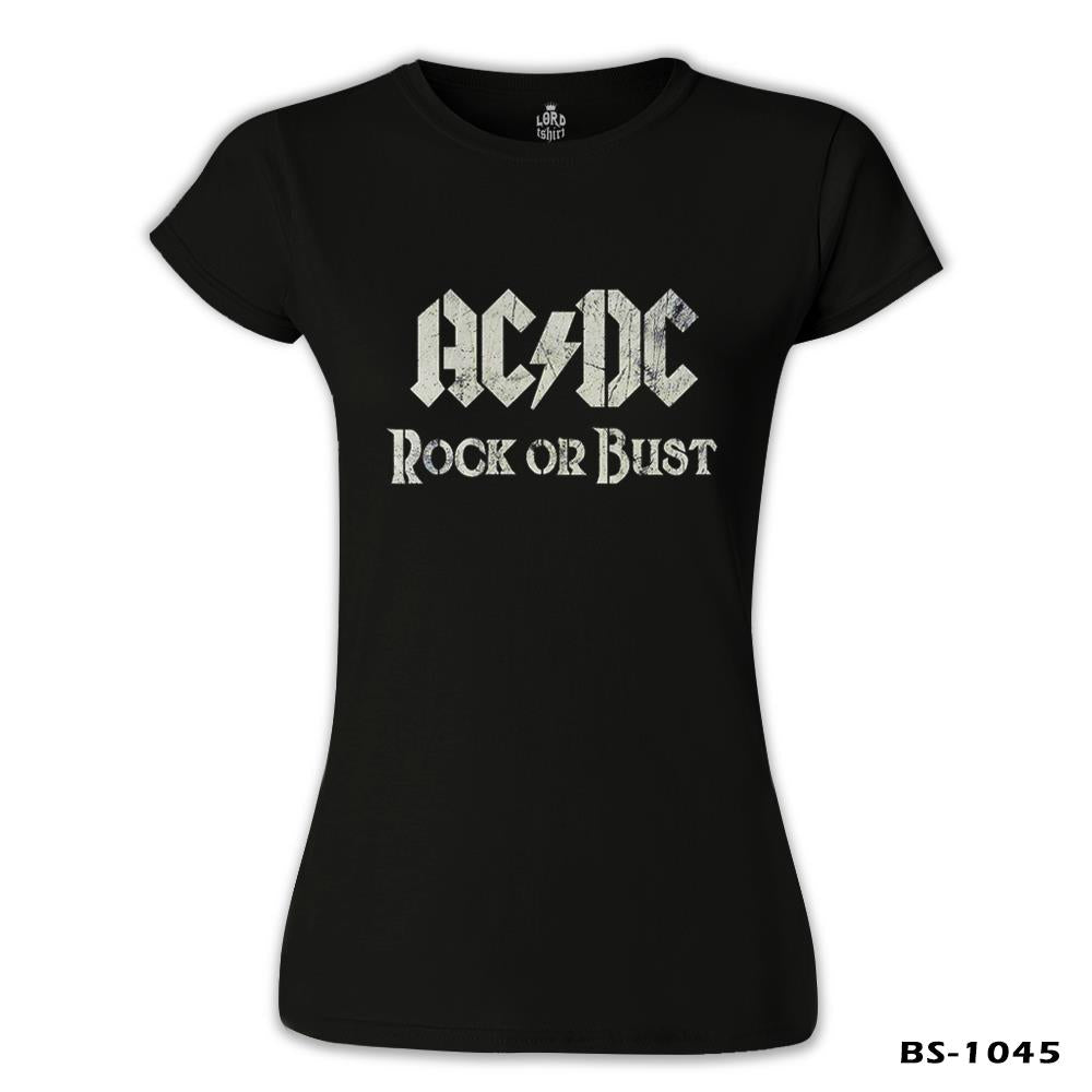 AC DC - Rock or Bust Logo Black Women's Tshirt