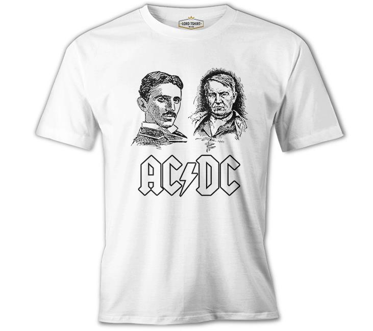 AC Tesla vs. DC Edison White Men's Tshirt