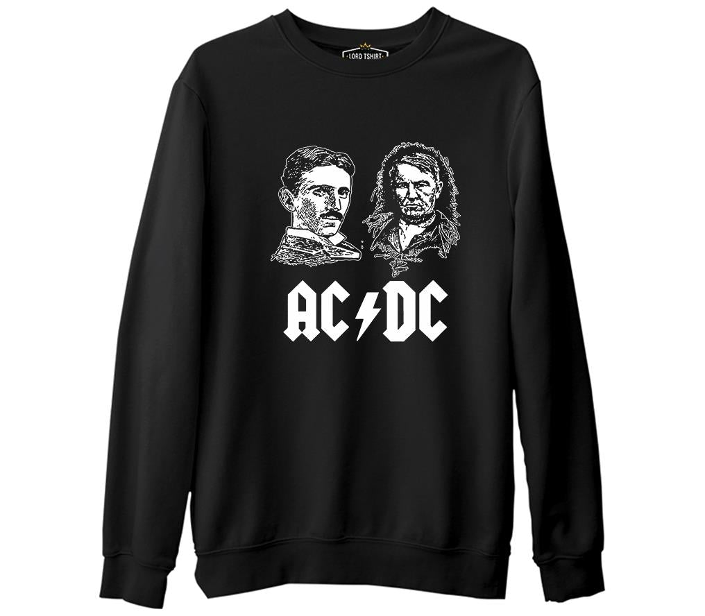 AC Tesla vs. DC Edison Black Men's Thick Sweatshirt