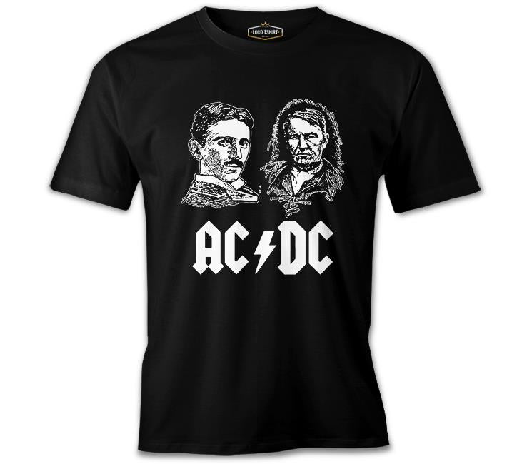 AC Tesla vs. DC Edison Siyah Erkek Tshirt