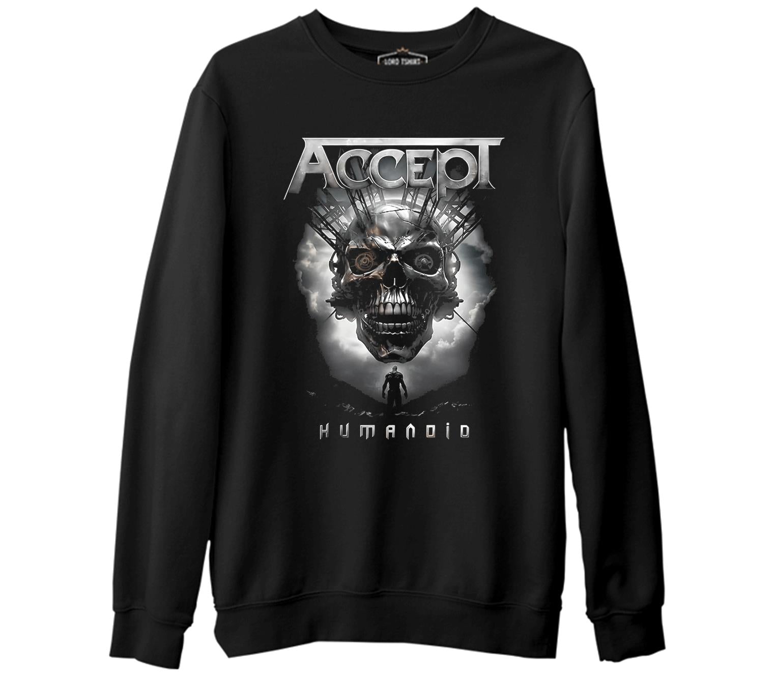 Accept - Humanoid Kurukafa Siyah Erkek Kalın Sweatshirt