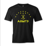 Adige Bayrağı- Kafkasya Çerkes Siyah Erkek Tshirt