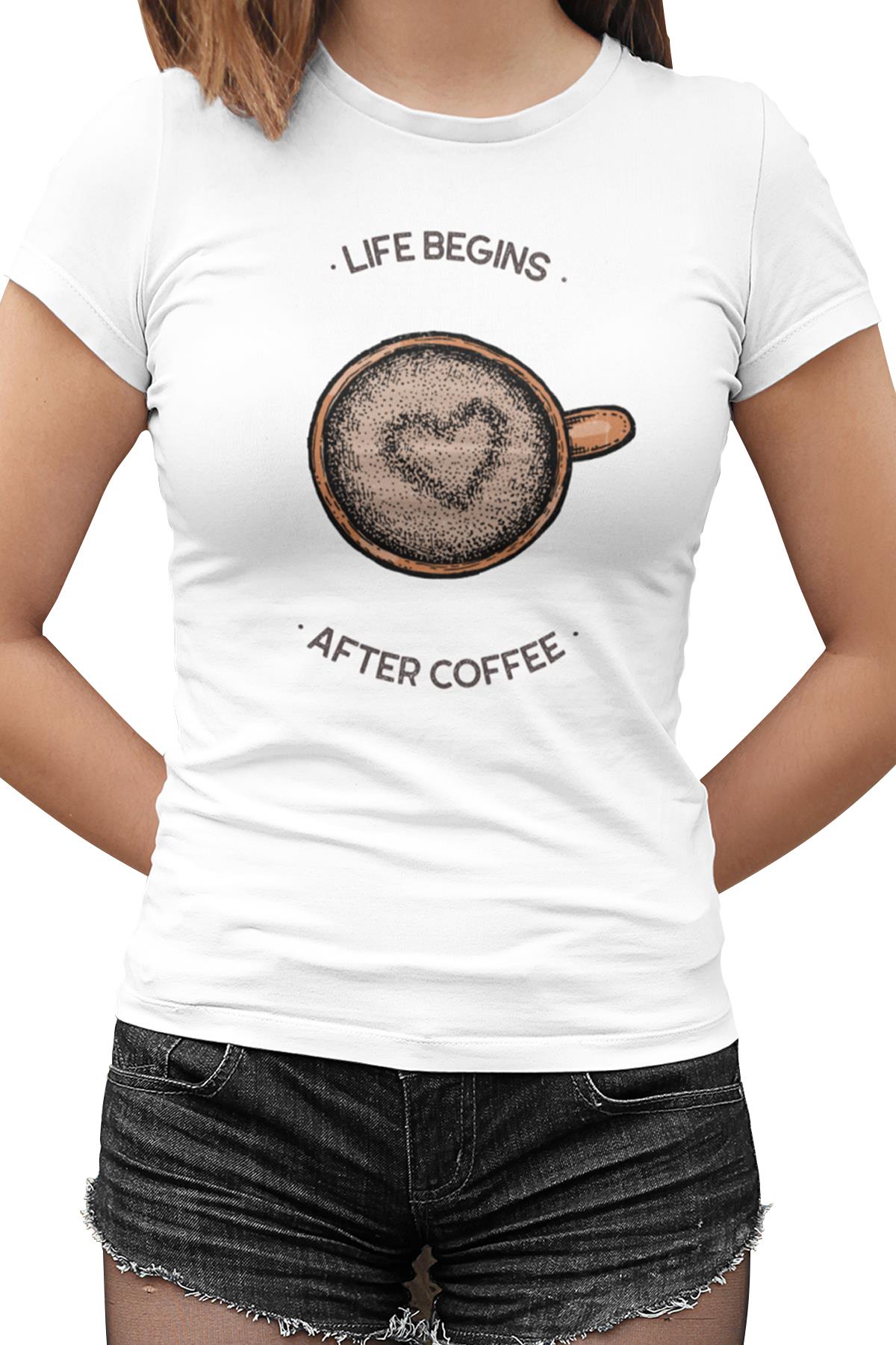 After Coffee Beyaz Kadın Tshirt