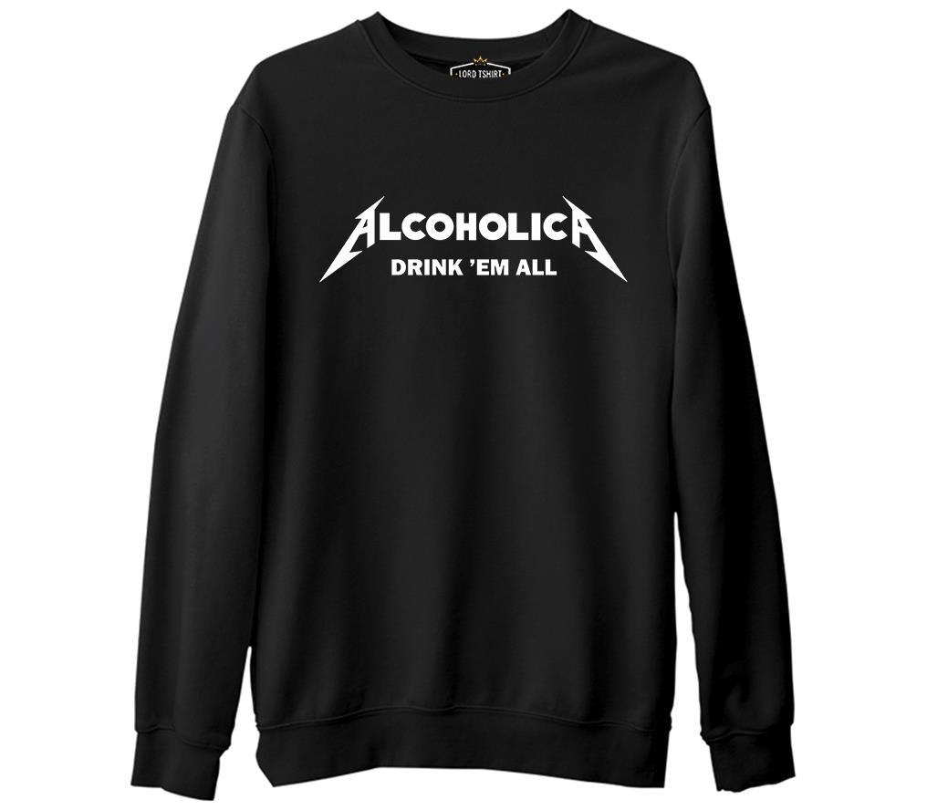 Alcoholica Black Men's Thick Sweatshirt