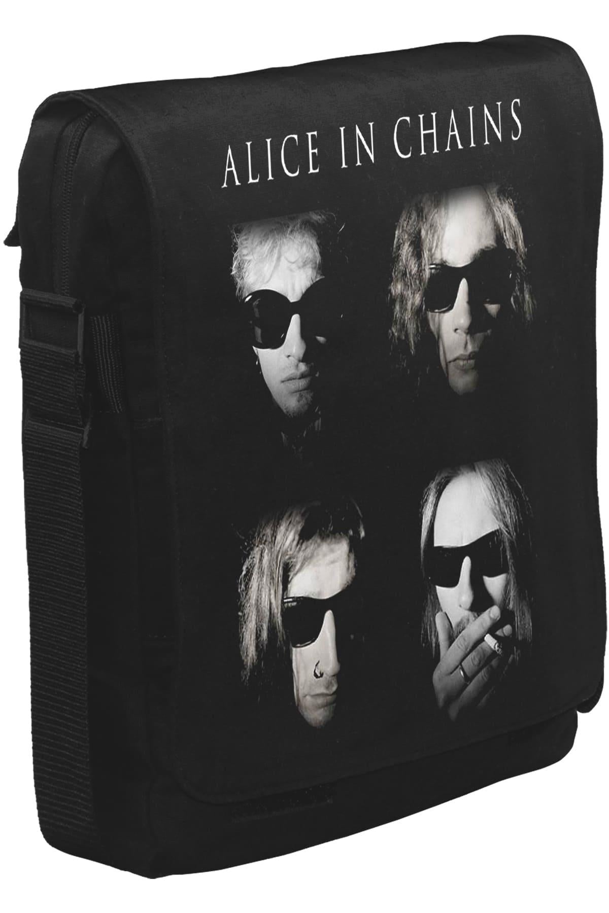 Alice in Chains - Group Unisex Siyah Postacı Çanta