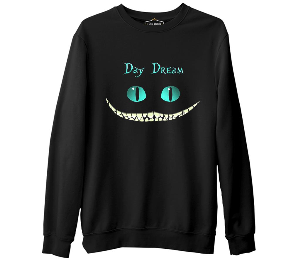 Alice in Wonderland - Cat  Siyah Erkek Kalın Sweatshirt