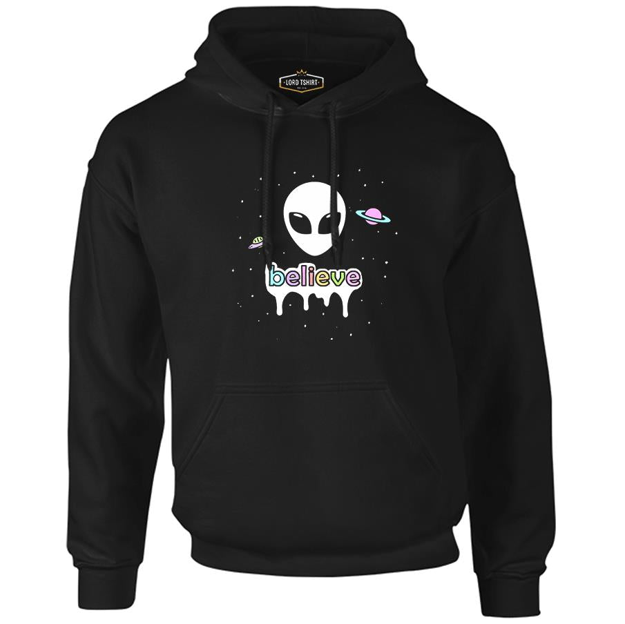 Alien - Believe in Planets Black Men's Zipperless Hoodie