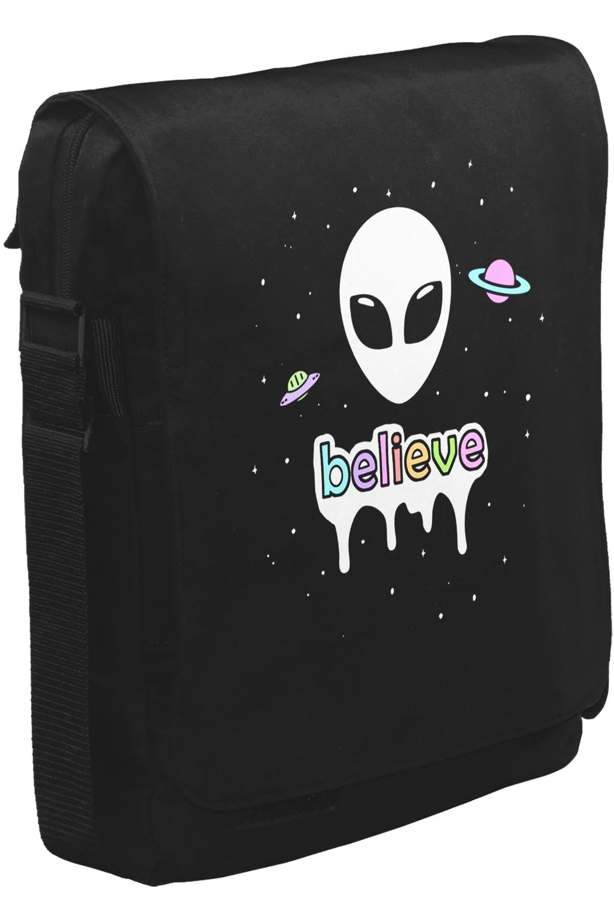 Alien - Believe in Planets Unisex Black Messenger Bag 