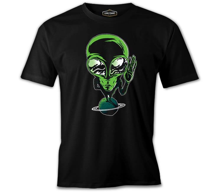 Alien on Planet Siyah Erkek Tshirt