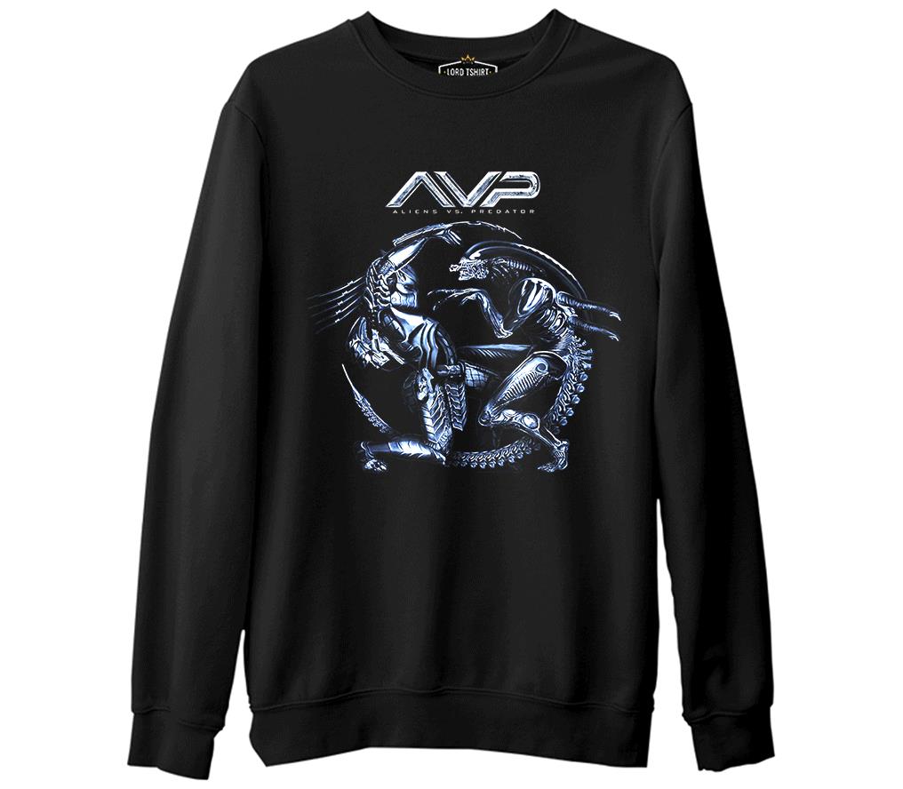 Alien vs Predator  Siyah Erkek Kalın Sweatshirt