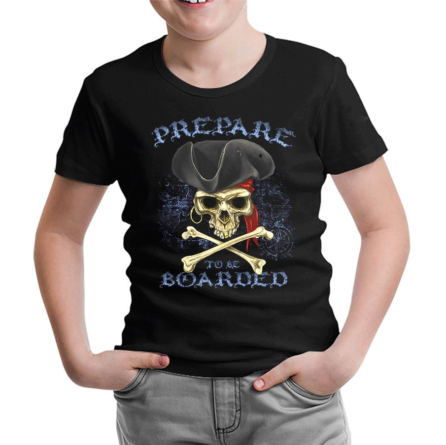 All Seas Pirate Skull Black Kids Tshirt