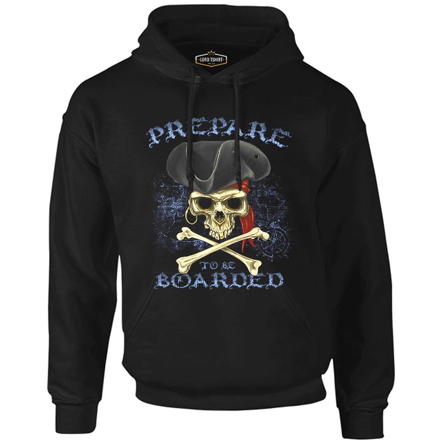 All Seas Pirate Kurukafa Siyah Erkek Fermuarsız Kapşonlu