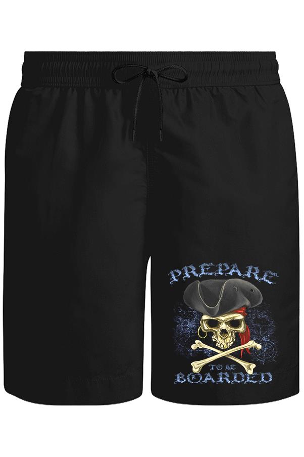 All Seas Pirate Skull Unisex Black Shorts 