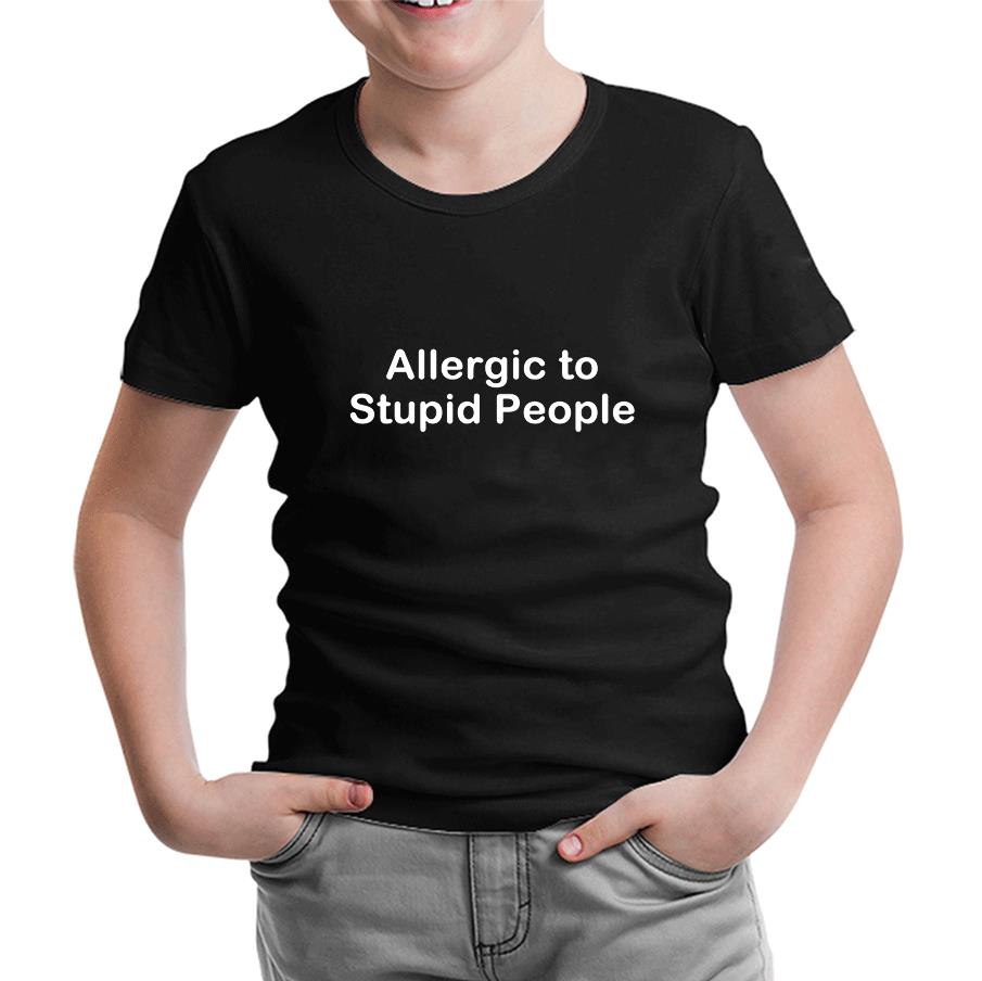 Allergic to Stupid People Black Kids Tshirt
