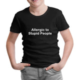 Allergic to Stupid People Black Kids Tshirt