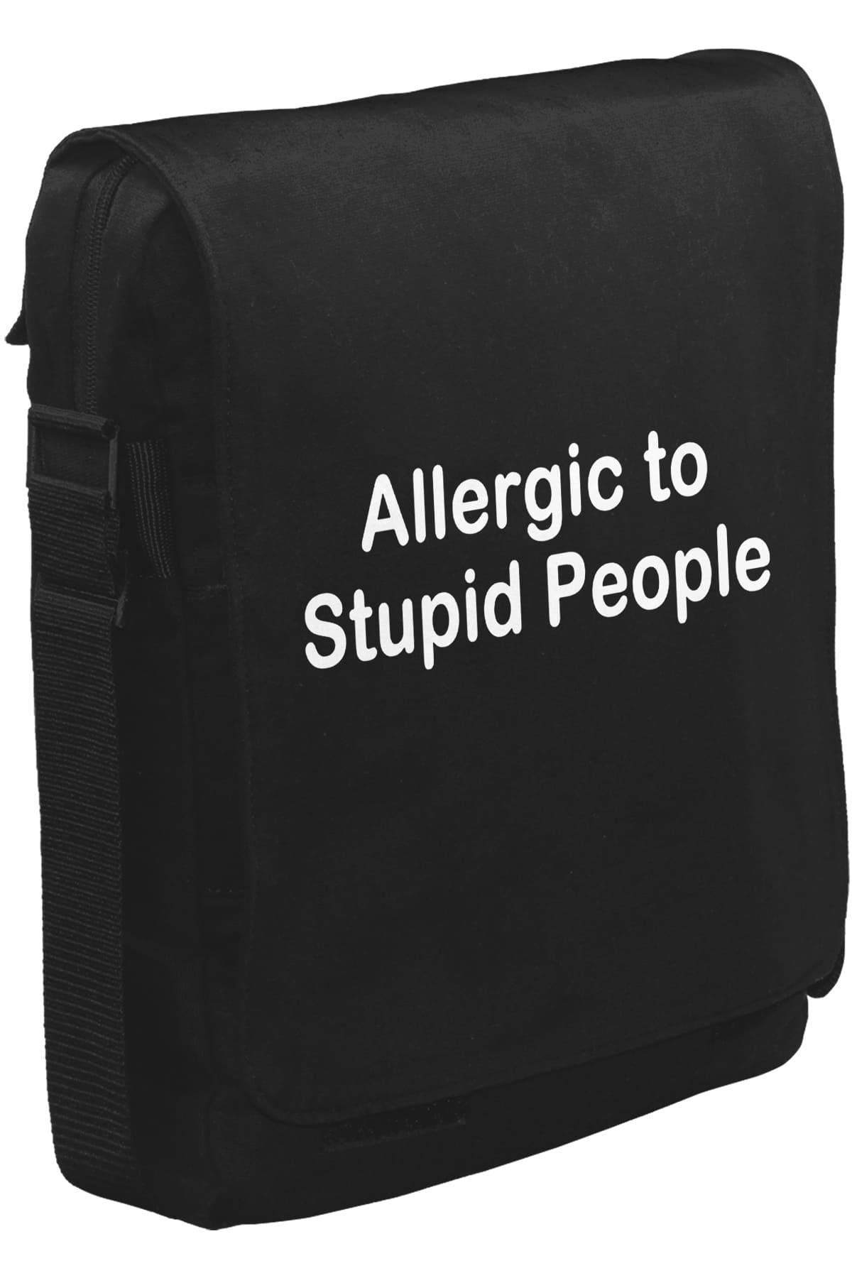 Allergic to Stupid People Unisex Siyah Postacı Çanta