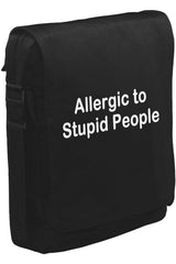 Allergic to Stupid People Unisex Black Messenger Bag 