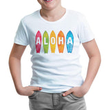 Aloha when Surfing Beyaz Çocuk Tshirt